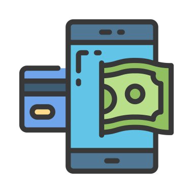 mobil bankacılık web simgesi vektör çizimi