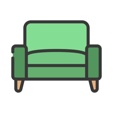 Koltuk simgesi, düz stil. vektör illüstrasyonu 