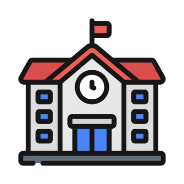 okul binası ikon vektör illüstrasyonu            