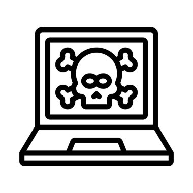 Dizüstü bilgisayar hekleme simgesi, vektör illüstrasyonu 