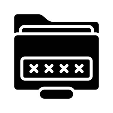 Parola Korunan Dizin simgesi, vektör illüstrasyonu 