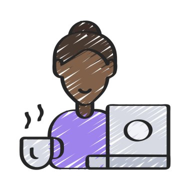 Serbest Çalışan Kadın Web simgesi vektör illüstrasyonu