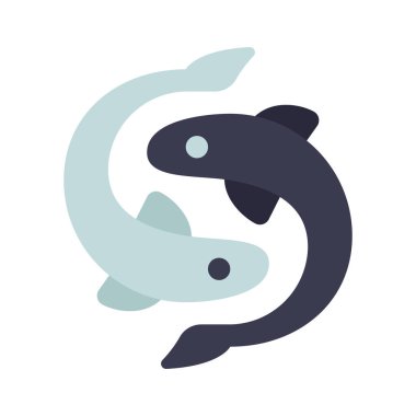 Ying Yang Balık Simgesi Basit Vektör İllüstrasyonu