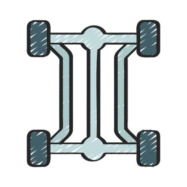 Dört Tekerlekli Dingil Simgesi Basit Vektör İllüstrasyonu