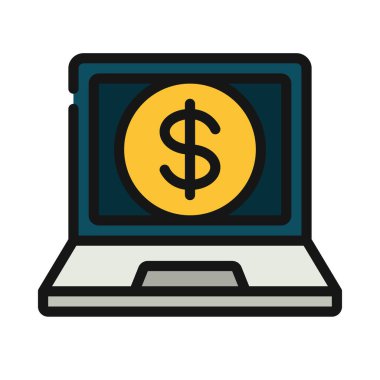 Dizüstü Para Para simgesi, vektör illüstrasyonu 