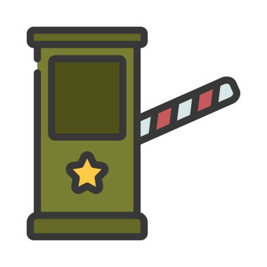 Askeri Kontrol Noktası Booth web simgesi vektör illüstrasyonu