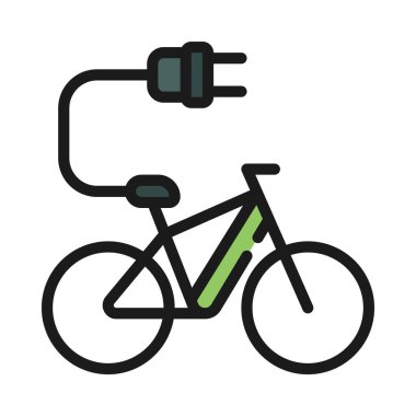 Elektrik Bisikleti Web simgesi vektör illüstrasyonu