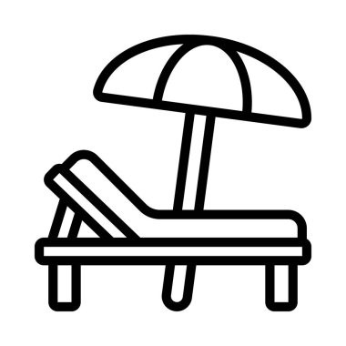 şemsiye ve Lounger vektör simgesi
