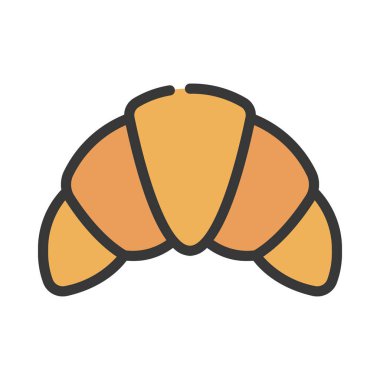 Kruvasan yassı ikon vektör çizimi 