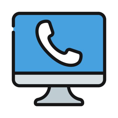 Telefon Çağrısı Bilgisayar simgesi, vektör illüstrasyonu 