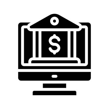 Çevrimiçi bankacılık ikonu vektör illüstrasyon grafik tasarımı. Banka Uygulaması  