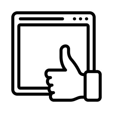 Web Sitesi simgesi ve vektör illüstrasyonunu Başparmağınla Göster 