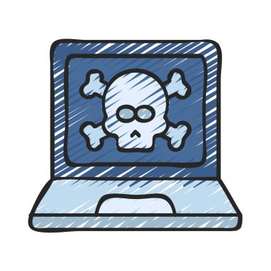 Dizüstü bilgisayar hekleme simgesi, vektör illüstrasyonu 