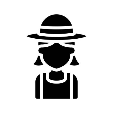 Summer Girl web simgesi düz tasarım, vektör illüstrasyonu