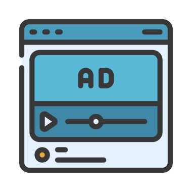 Video Web Sitesi Ağ ikonu vektör illüstrasyonuName