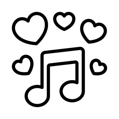 Aşk Müzik Web ikonu vektör illüstrasyonu