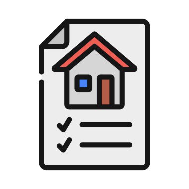 Ev Denetim Listesi Belgesi simgesi, vektör illüstrasyonu 