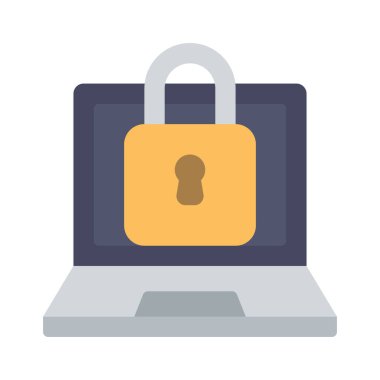 Laptop Kilit simgesi, vektör illüstrasyonu 