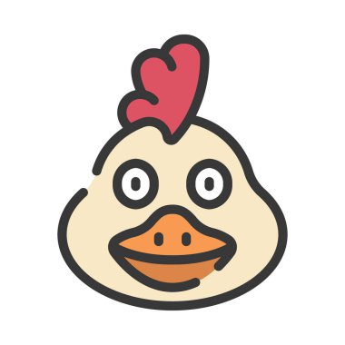 Tavuk Simgesi Basit Vektör İllüstrasyonu