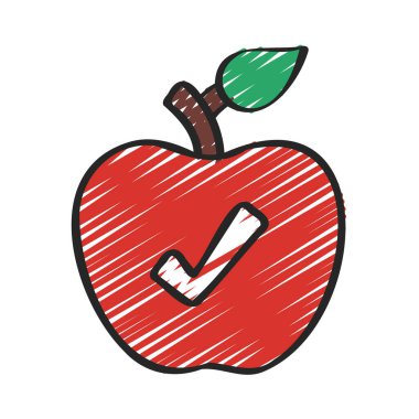 İşaretli kırmızı elma, vektör illüstrasyonu  