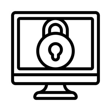Güvenli Bilgisayar simgesi, vektör illüstrasyonu 