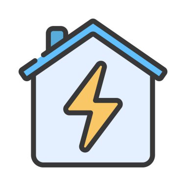 Elektrik Evi simgesi, vektör illüstrasyonu 