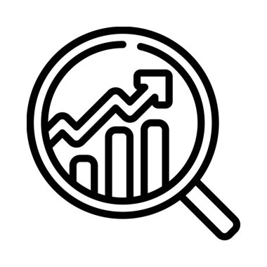 finansal veri araştırma düz simgesi, vektör illüstrasyonu