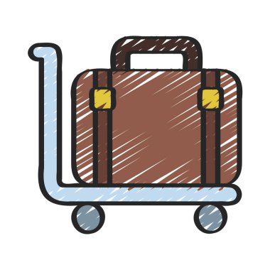 Bagaj Trolley web simgesi vektör illüstrasyonu