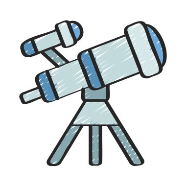 Beyaz arkaplanda teleskop simgesi vektör çizimi 
