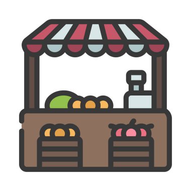 Vege Farmers Pazar simgesi, vektör illüstrasyonu      