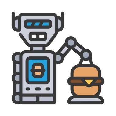 Robot Şef Web simgesi vektör illüstrasyonu