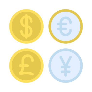 Para Birimleri Simgesi Basit Vektör İllüstrasyonu