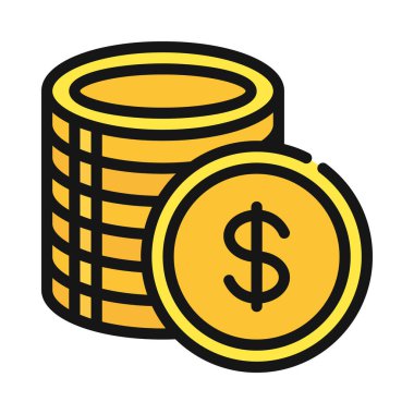 Bozuk paralar Yığın Uzun vektör illüstrasyon tasarımı