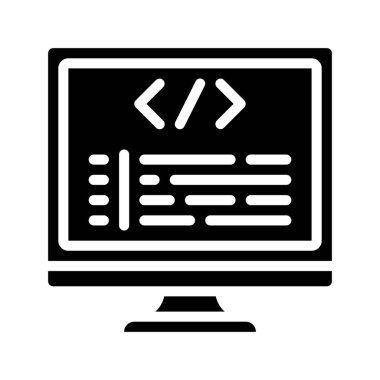 Bilgisayar Kodu simgesi, vektör illüstrasyonu 