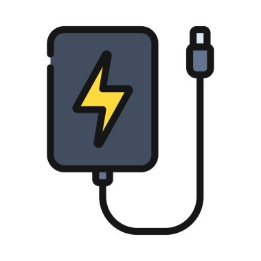 Taşınabilir Telefon Şarj Web simgesi vektör çizimi