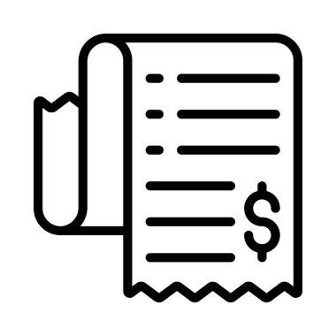 Makbuz simgesi. Beyaz arkaplanda izole edilmiş web tasarımı için vektör simgesi