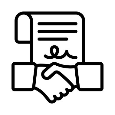 Sözleşmeli anlaşma tokalaşması. Web simgesi vektör illüstrasyonu