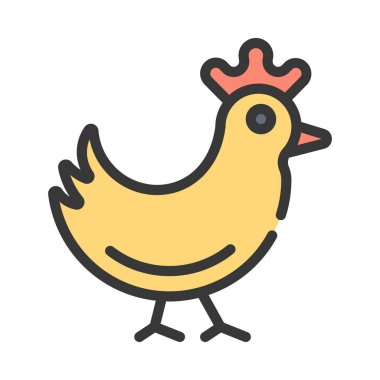 Tavuk Simgesi Basit Vektör İllüstrasyonu