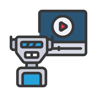 Robo Kursu Eğitmeni Simge Basit Vektör İllüstrasyonu