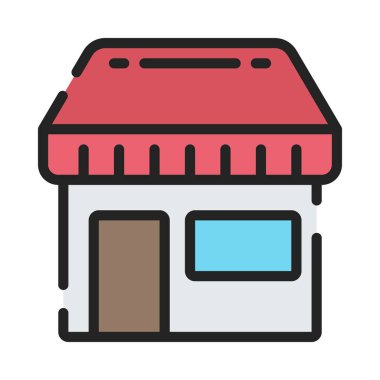 Dükkanı düz simgesi, vektör çizim