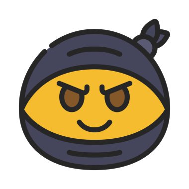 Ninja düz simgesi, vektör illüstrasyonu