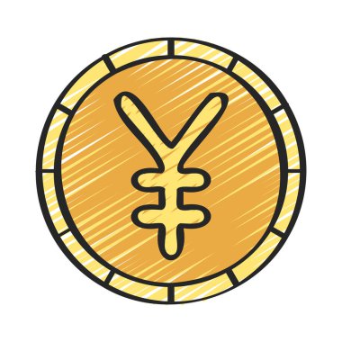 Yen para birimi işaret vektör illüstrasyonu