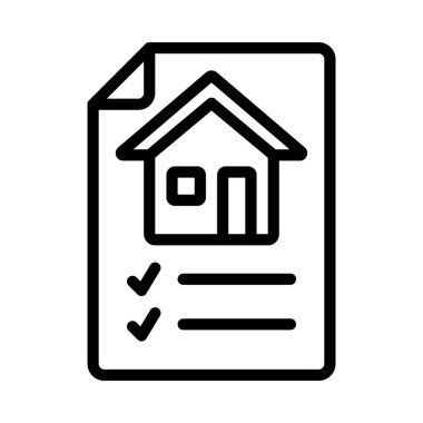Ev Denetim Listesi Belgesi simgesi, vektör illüstrasyonu 