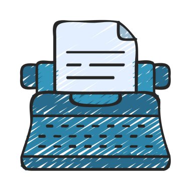 Daktilo düz vektör illüstrasyon tasarımı