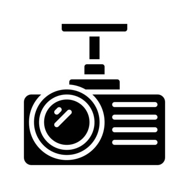 Asılan Projektör Web simgesi düz tasarım, vektör illüstrasyonu