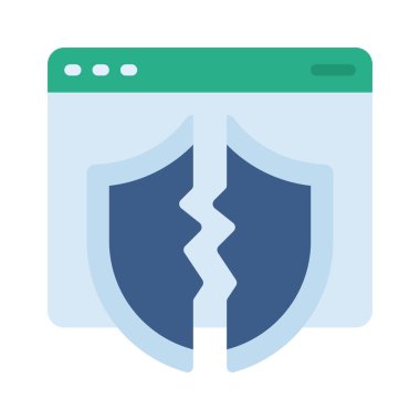 Kırık Web Sitesi Koruma simgesi, vektör illüstrasyonu