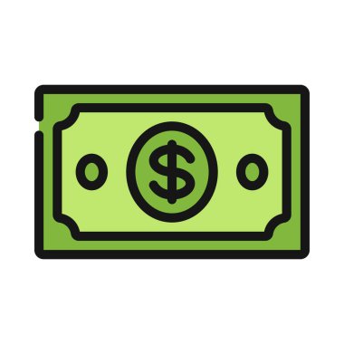 Doları Not düz vektör simgesi