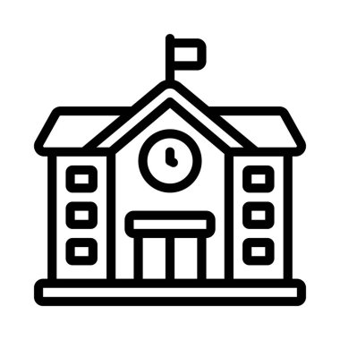 okul binası ikon vektör illüstrasyonu            