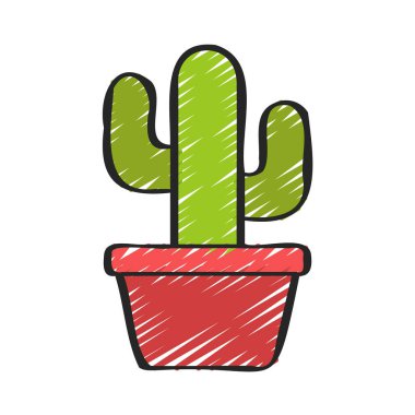 Kaktüs düz simgesi, vektör illüstrasyonu 