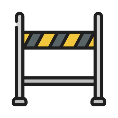 İnşaat Alanı Bariyer Simgesi Basit Vektör İllüstrasyonu